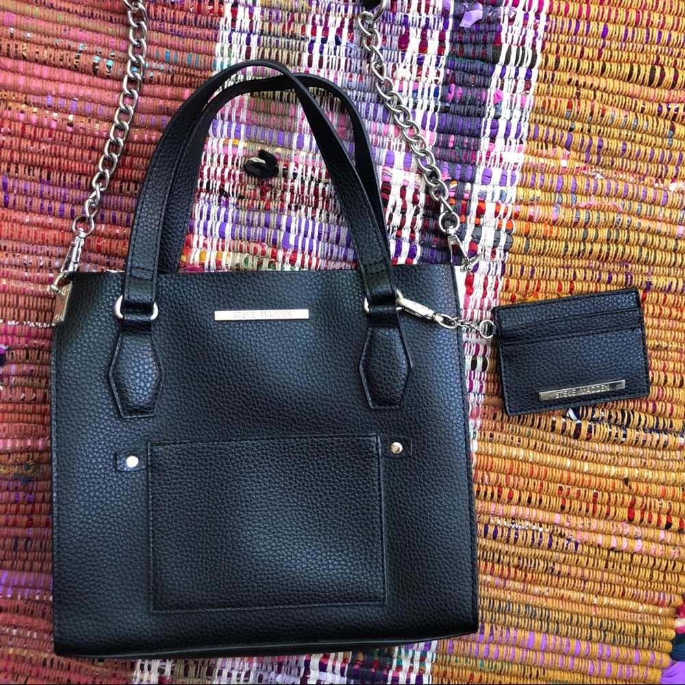 Steve Madden Small Black Bag w card case